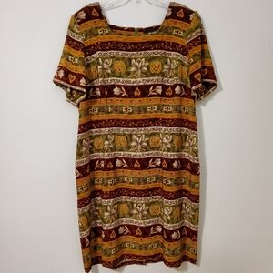 Vintage Sag Harbor Women Tropical Hawaiian Shoulder Padded Shift Dress Sz 22W